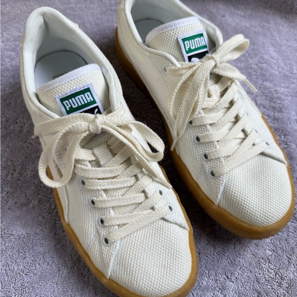 Puma Off White Canvas Men’s Sneakers Gum Sole - Picture 3 of 9